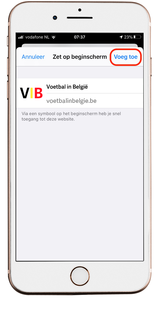 Klik op voeg toe