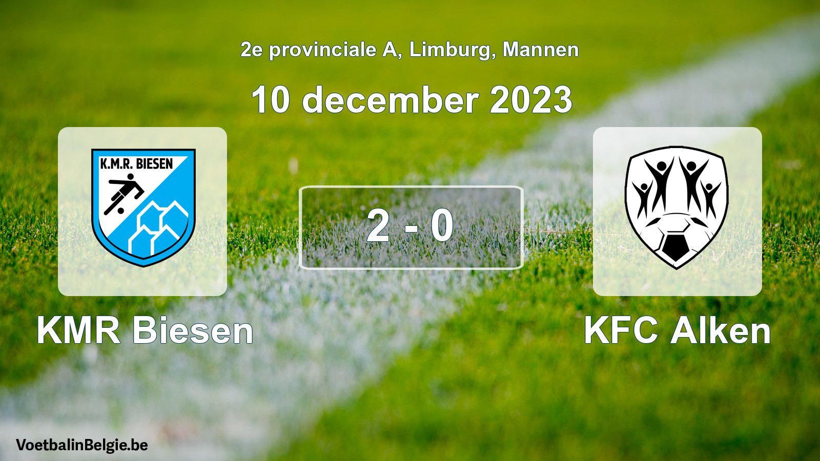 Gespeelde wedstrijd mannenvoetbal: KMR Biesen - KFC Alken 2 - 0 (10 december 2023)
