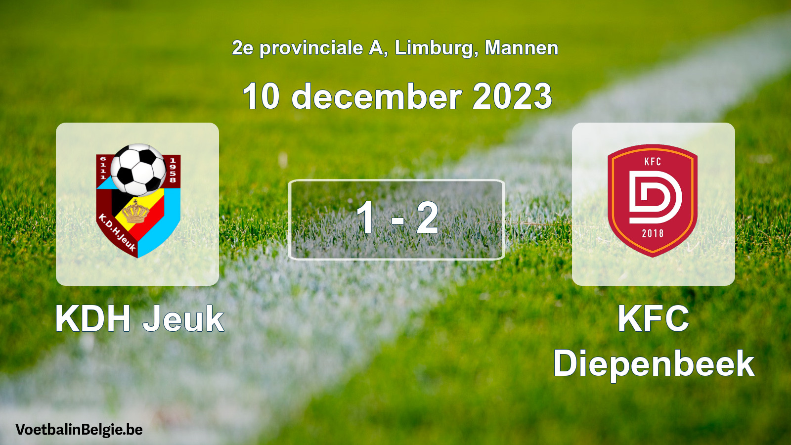 Gespeelde wedstrijd mannenvoetbal: KDH Jeuk - KFC Diepenbeek 1 - 2 (10 december 2023)