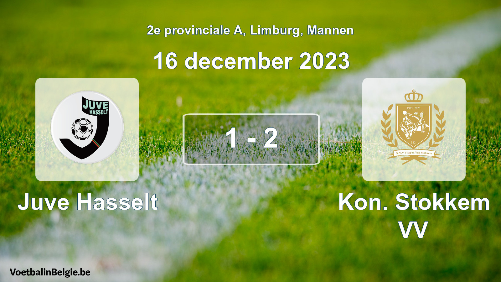Gespeelde wedstrijd mannenvoetbal: Juve Hasselt - Kon. Stokkem VV 1 - 2 (16 december 2023)
