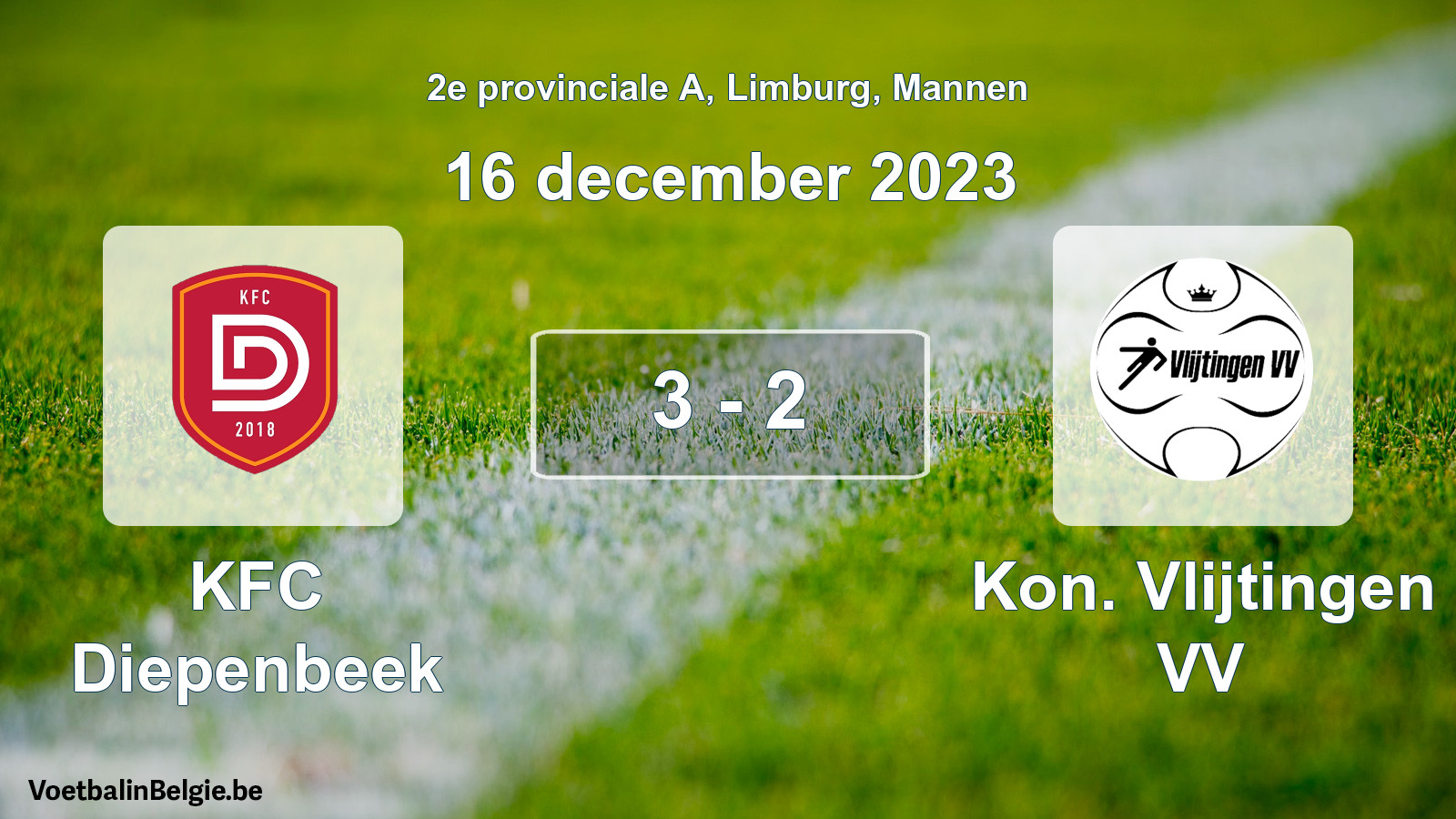 Played match men football: KFC Diepenbeek - Kon. Vlijtingen VV 3 - 2 (16 December 2023)