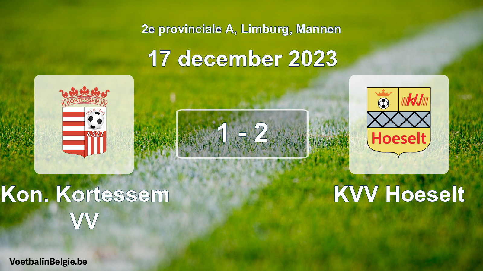 Gespeelde wedstrijd mannenvoetbal: Kon. Kortessem VV - KVV Hoeselt 1 - 2 (17 december 2023)