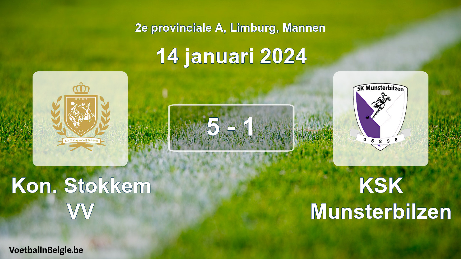 Played match men football: Kon. Stokkem VV - KSK Munsterbilzen 5 - 1 (14 January 2024)