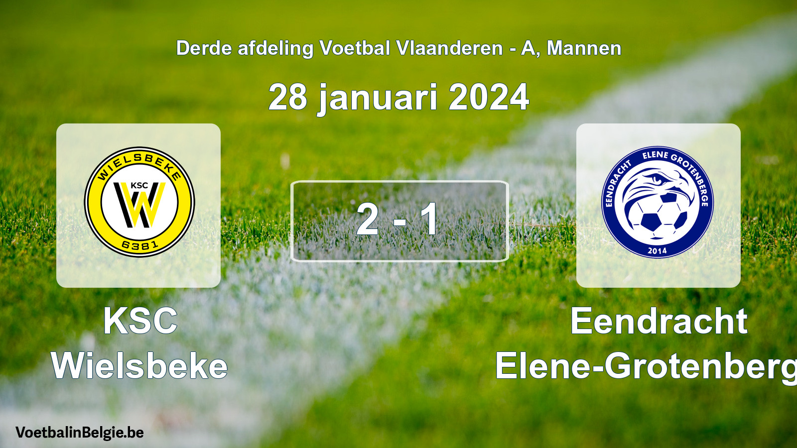 Gespeelde wedstrijd mannenvoetbal: KSC Wielsbeke - Eendracht Elene-Grotenberge 2 - 1 (28 januari 2024)