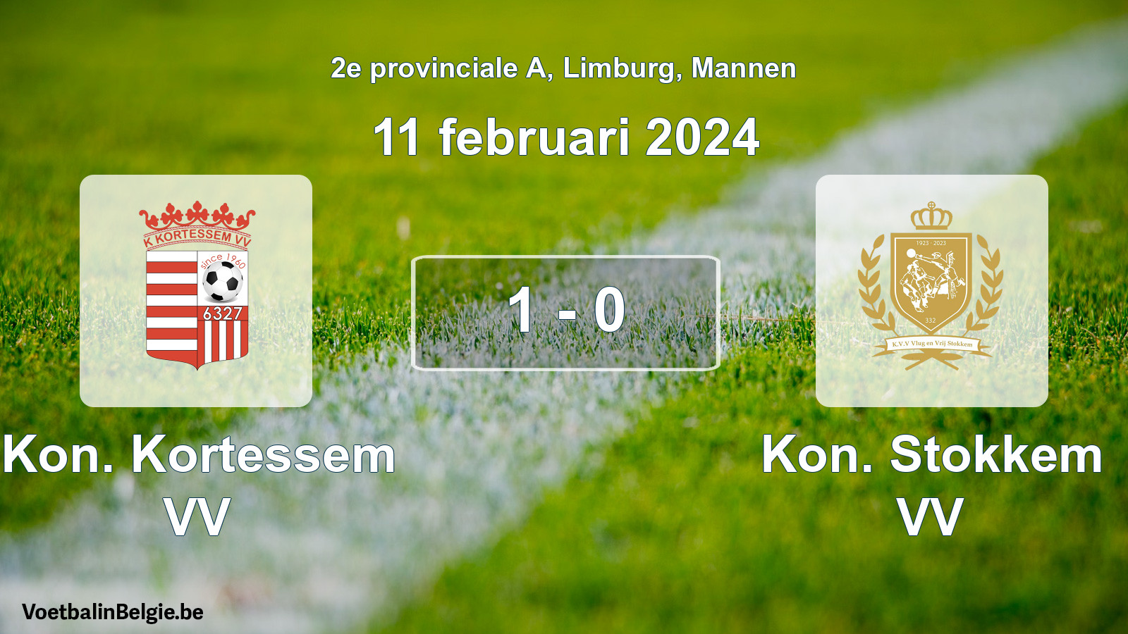 Gespeelde wedstrijd mannenvoetbal: Kon. Kortessem VV - Kon. Stokkem VV 1 - 0 (11 februari 2024)