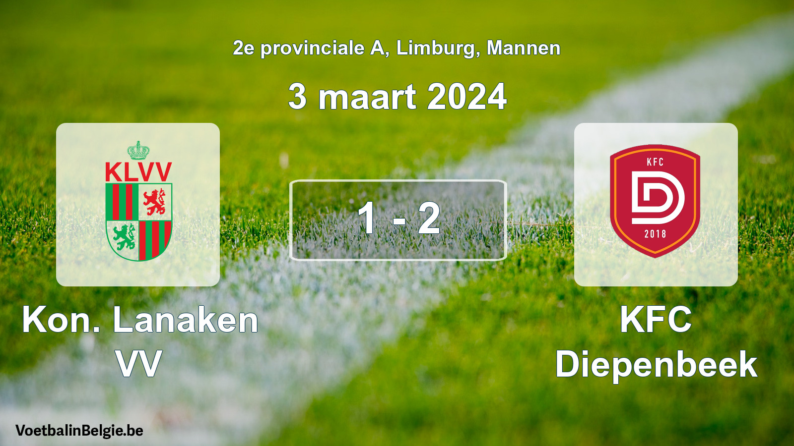 Gespeelde wedstrijd mannenvoetbal: Kon. Lanaken VV - KFC Diepenbeek 1 - 2 (3 maart 2024)