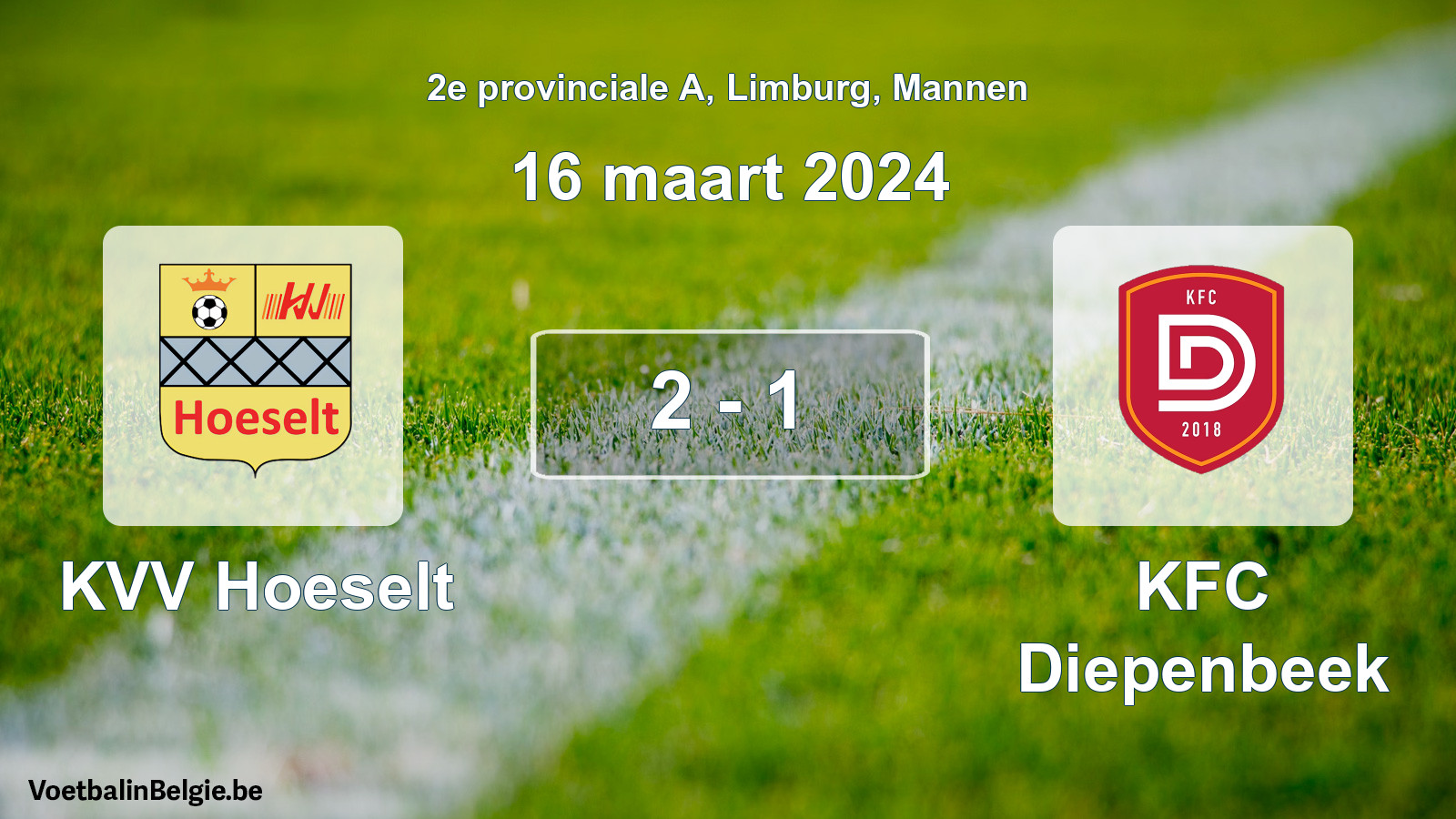 Gespeelde wedstrijd mannenvoetbal: KVV Hoeselt - KFC Diepenbeek 2 - 1 (16 maart 2024)