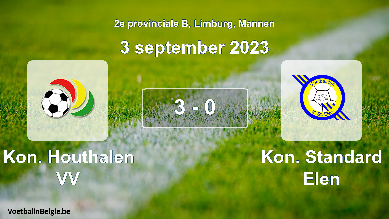 Gespeelde wedstrijd mannenvoetbal: Kon. Houthalen VV - Kon. Standard Elen 3 - 0 (3 september 2023)