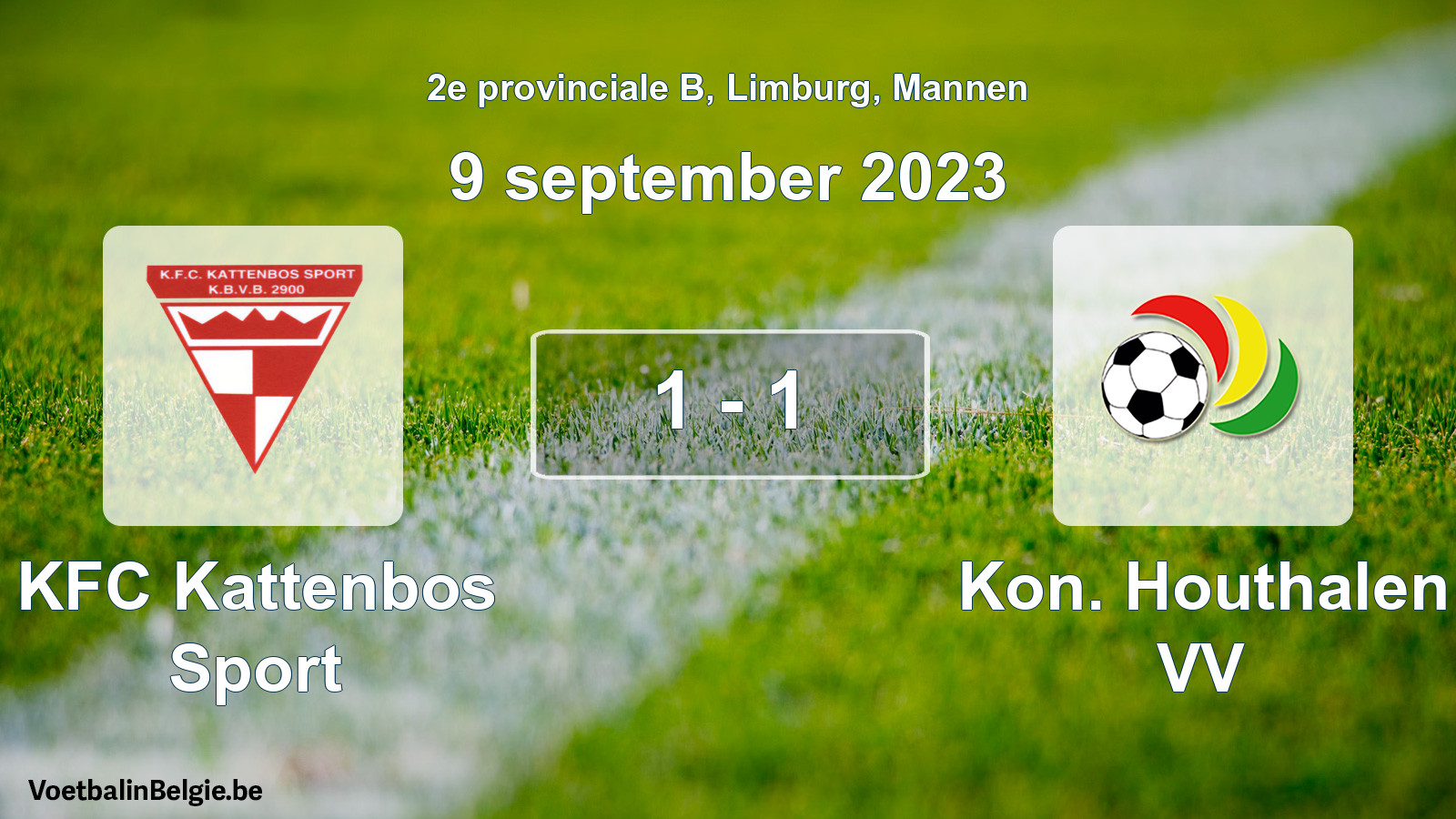Gespeelde wedstrijd mannenvoetbal: KFC Kattenbos Sport - Kon. Houthalen VV 1 - 1 (9 september 2023)