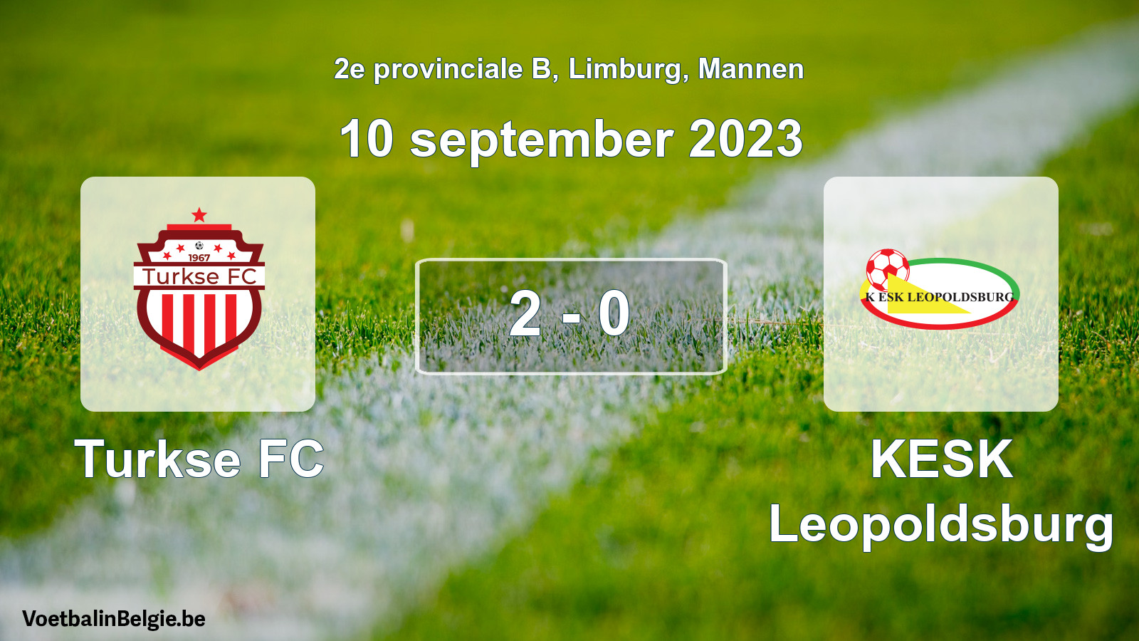 Gespeelde wedstrijd mannenvoetbal: Turkse FC - KESK Leopoldsburg 2 - 0 (10 september 2023)