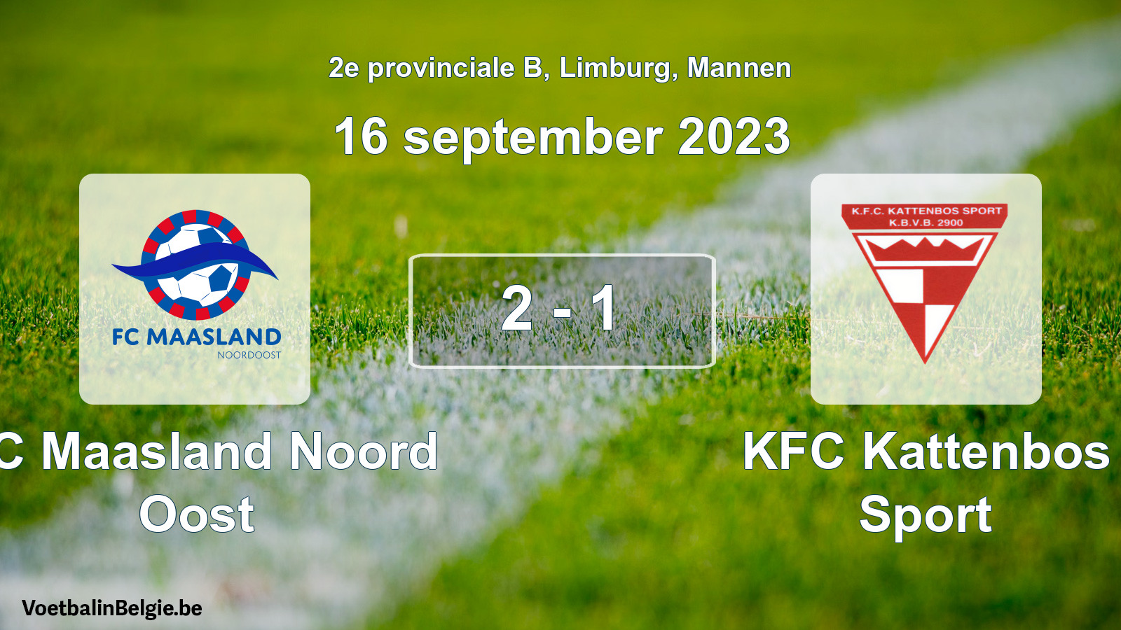 Gespeelde wedstrijd mannenvoetbal: FC Maasland Noord Oost - KFC Kattenbos Sport 2 - 1 (16 september 2023)