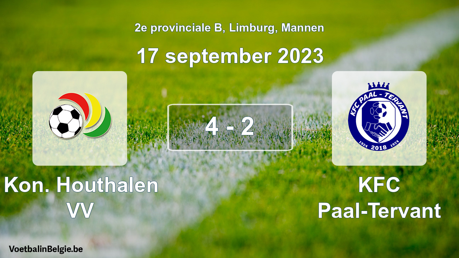 Gespeelde wedstrijd mannenvoetbal: Kon. Houthalen VV - KFC Paal-Tervant 4 - 2 (17 september 2023)