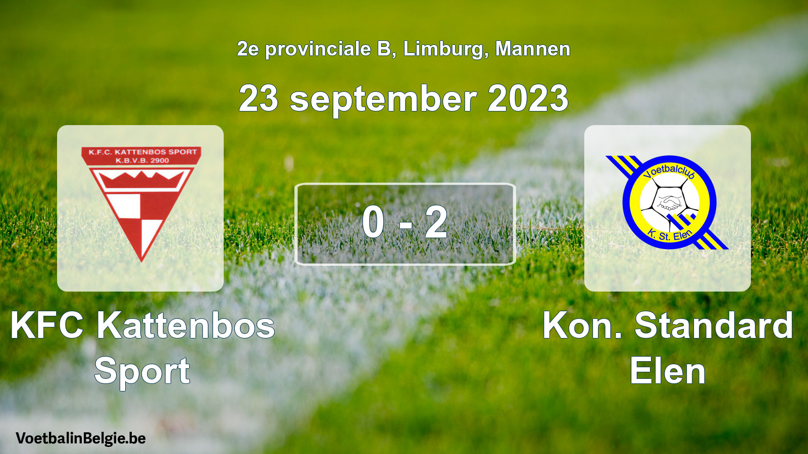 Gespeelde wedstrijd mannenvoetbal: KFC Kattenbos Sport - Kon. Standard Elen 0 - 2 (23 september 2023)
