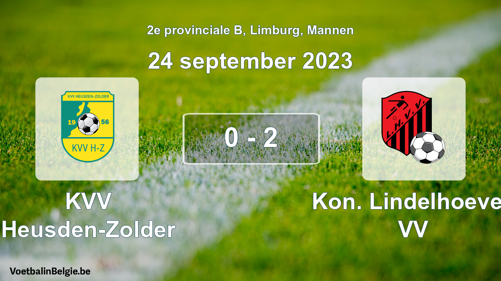 Gespeelde wedstrijd mannenvoetbal: KVV Heusden-Zolder - Kon. Lindelhoeven VV 0 - 2 (24 september 2023)