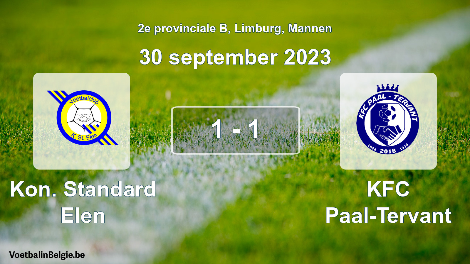 Gespeelde wedstrijd mannenvoetbal: Kon. Standard Elen - KFC Paal-Tervant 1 - 1 (30 september 2023)