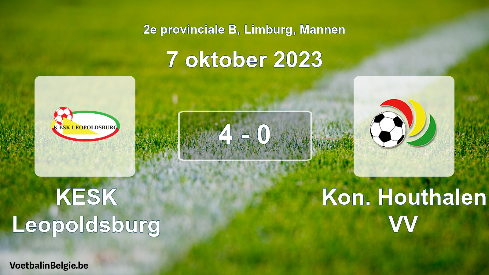 Gespeelde wedstrijd mannenvoetbal: KESK Leopoldsburg - Kon. Houthalen VV 4 - 0 (7 oktober 2023)