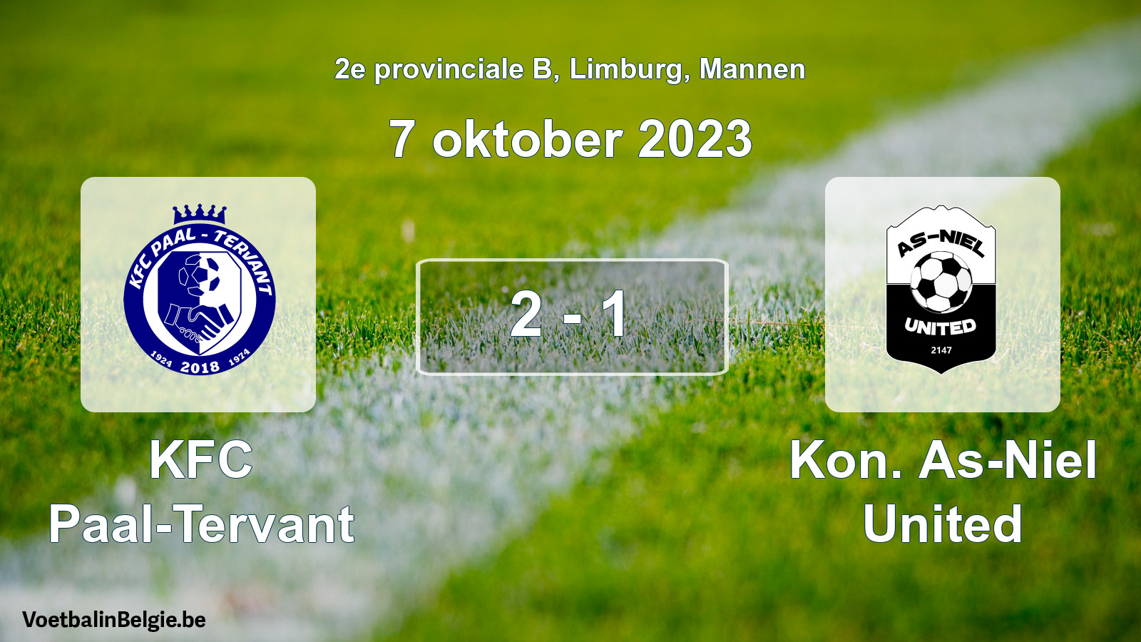Gespeelde wedstrijd mannenvoetbal: KFC Paal-Tervant - Kon. As-Niel United 2 - 1 (7 oktober 2023)