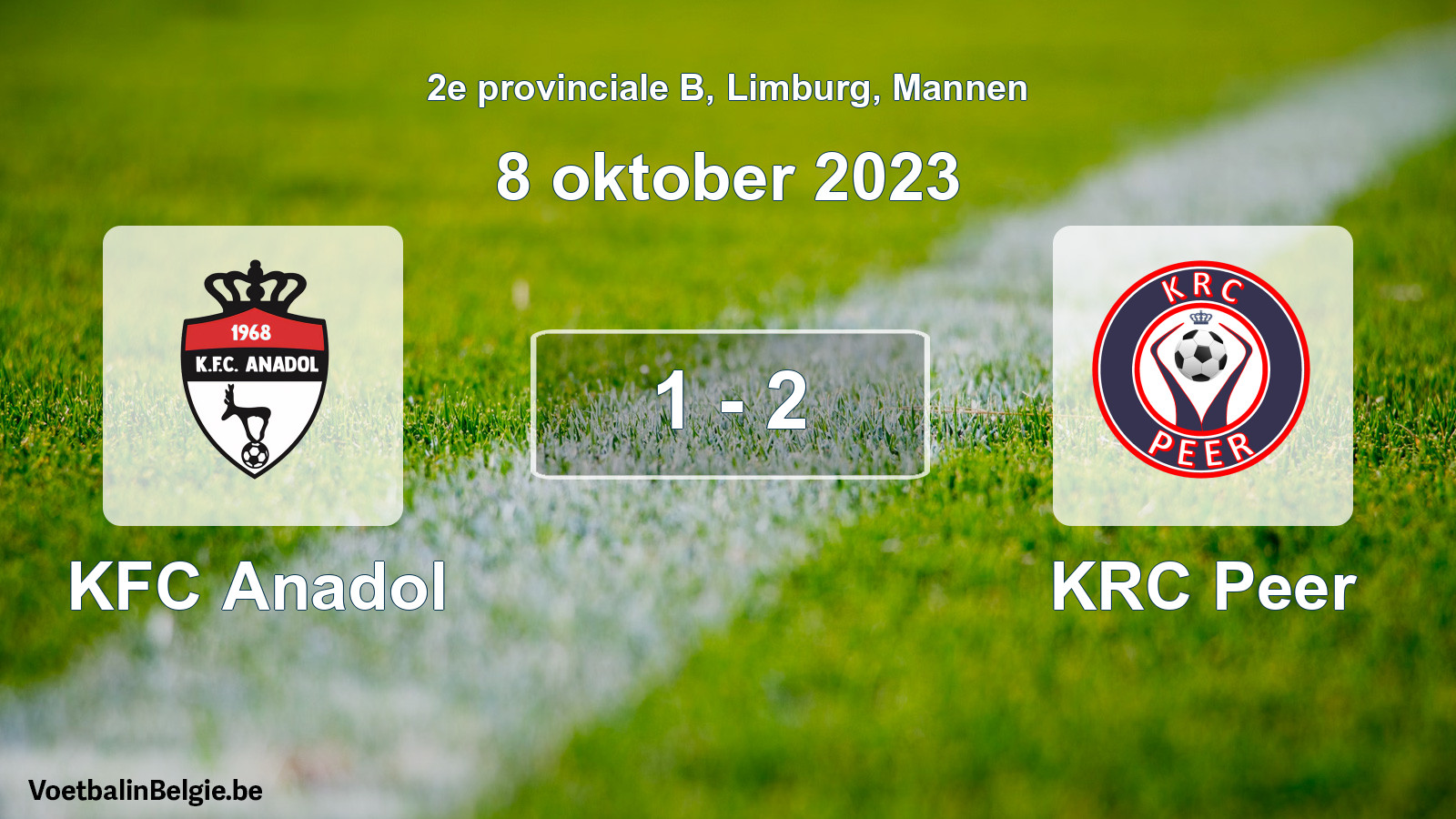 Gespeelde wedstrijd mannenvoetbal: KFC Anadol - KRC Peer 1 - 2 (8 oktober 2023)