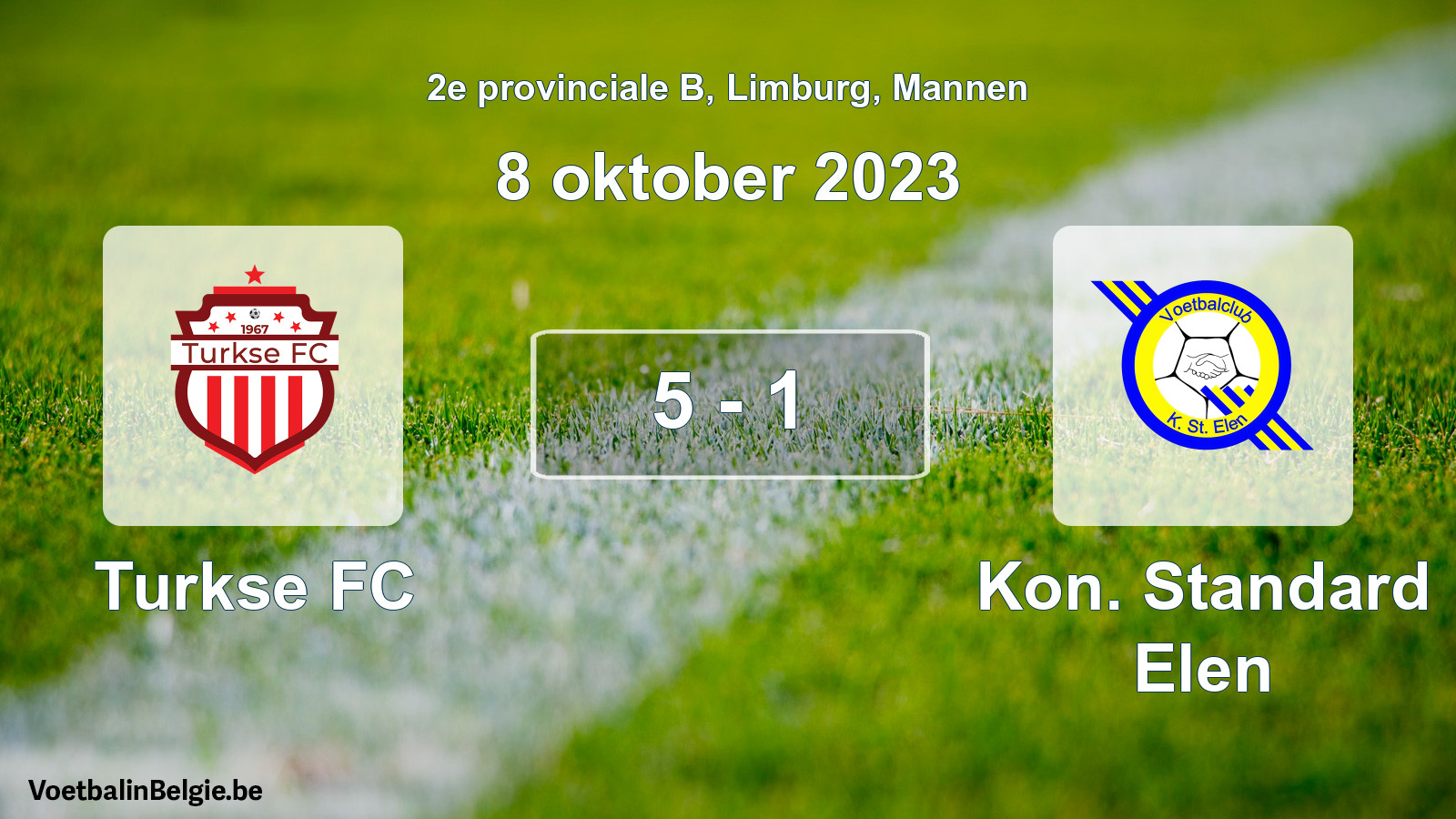 Gespeelde wedstrijd mannenvoetbal: Turkse FC - Kon. Standard Elen 5 - 1 (8 oktober 2023)