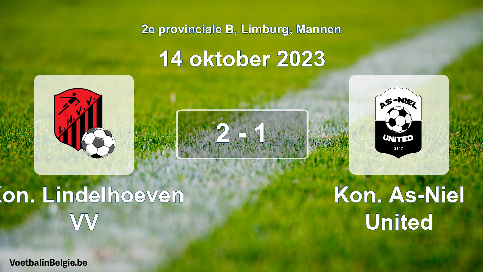 Played match men football: Kon. Lindelhoeven VV - Kon. As-Niel United 2 - 1 (14 October 2023)