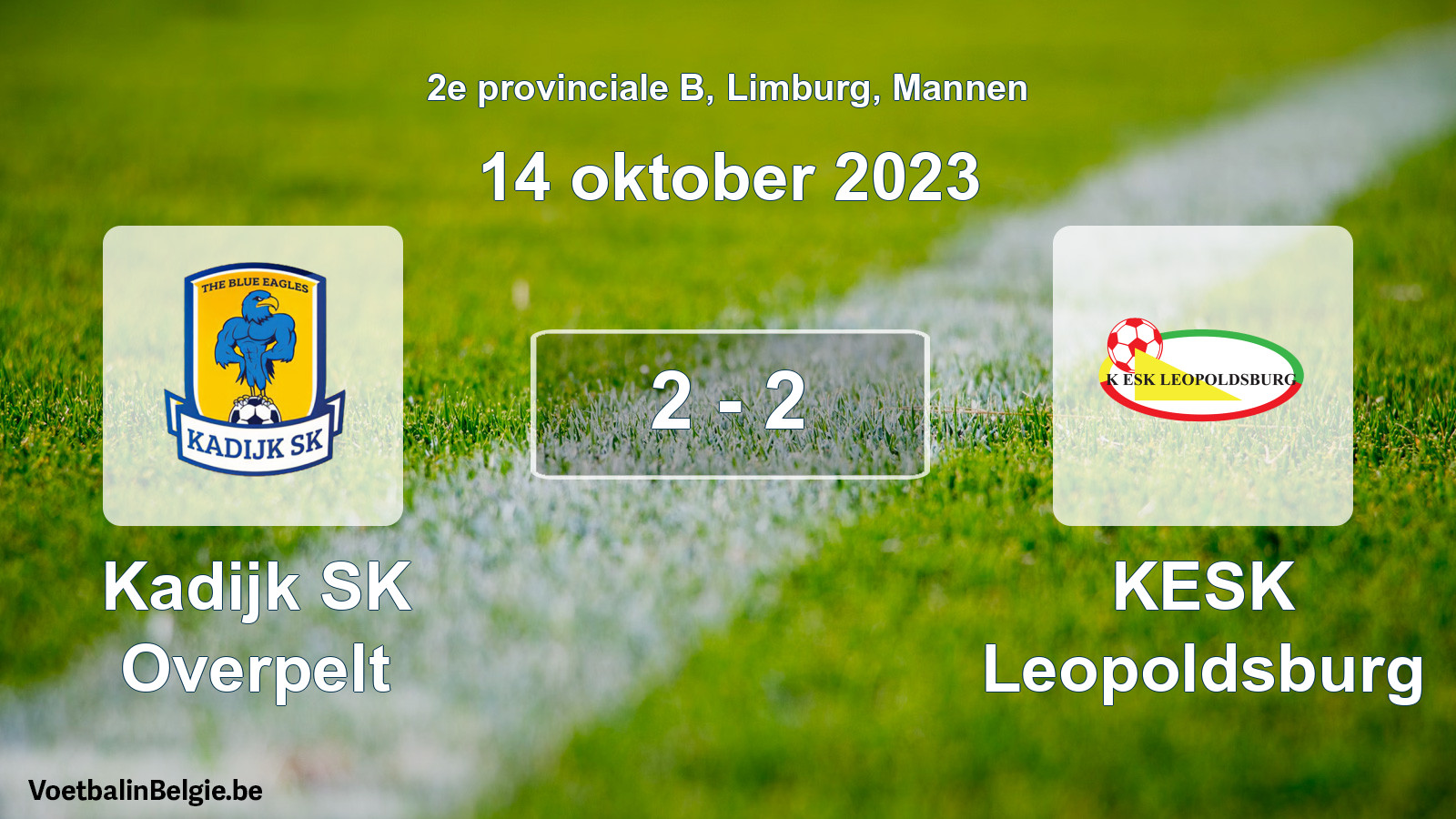 Gespeelde wedstrijd mannenvoetbal: Kadijk SK Overpelt - KESK Leopoldsburg 2 - 2 (14 oktober 2023)