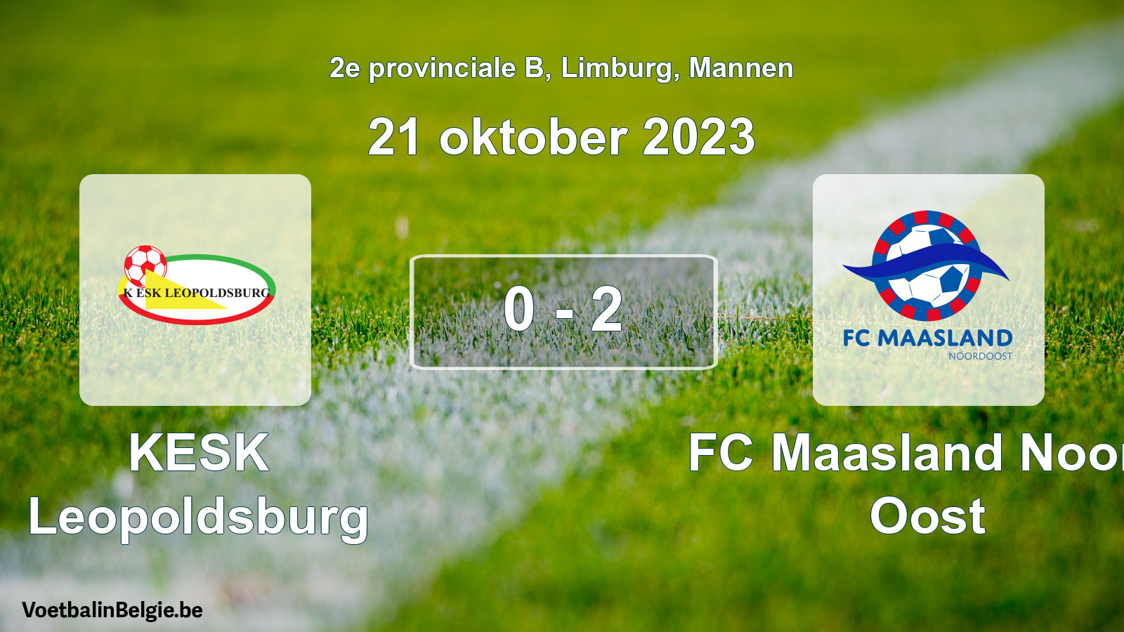 Gespeelde wedstrijd mannenvoetbal: KESK Leopoldsburg - FC Maasland Noord Oost 0 - 2 (21 oktober 2023)