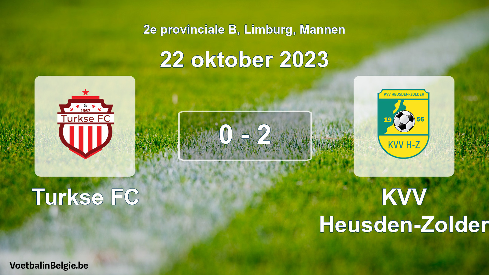 Gespeelde wedstrijd mannenvoetbal: Turkse FC - KVV Heusden-Zolder 0 - 2 (22 oktober 2023)