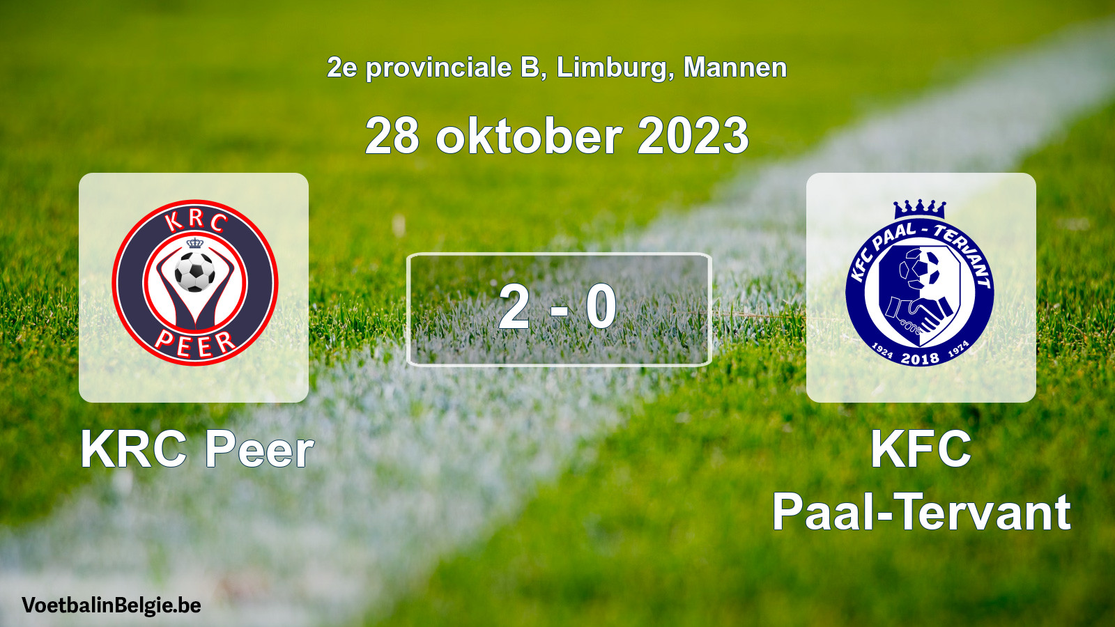 Played match men football: KRC Peer - KFC Paal-Tervant 2 - 0 (28 October 2023)