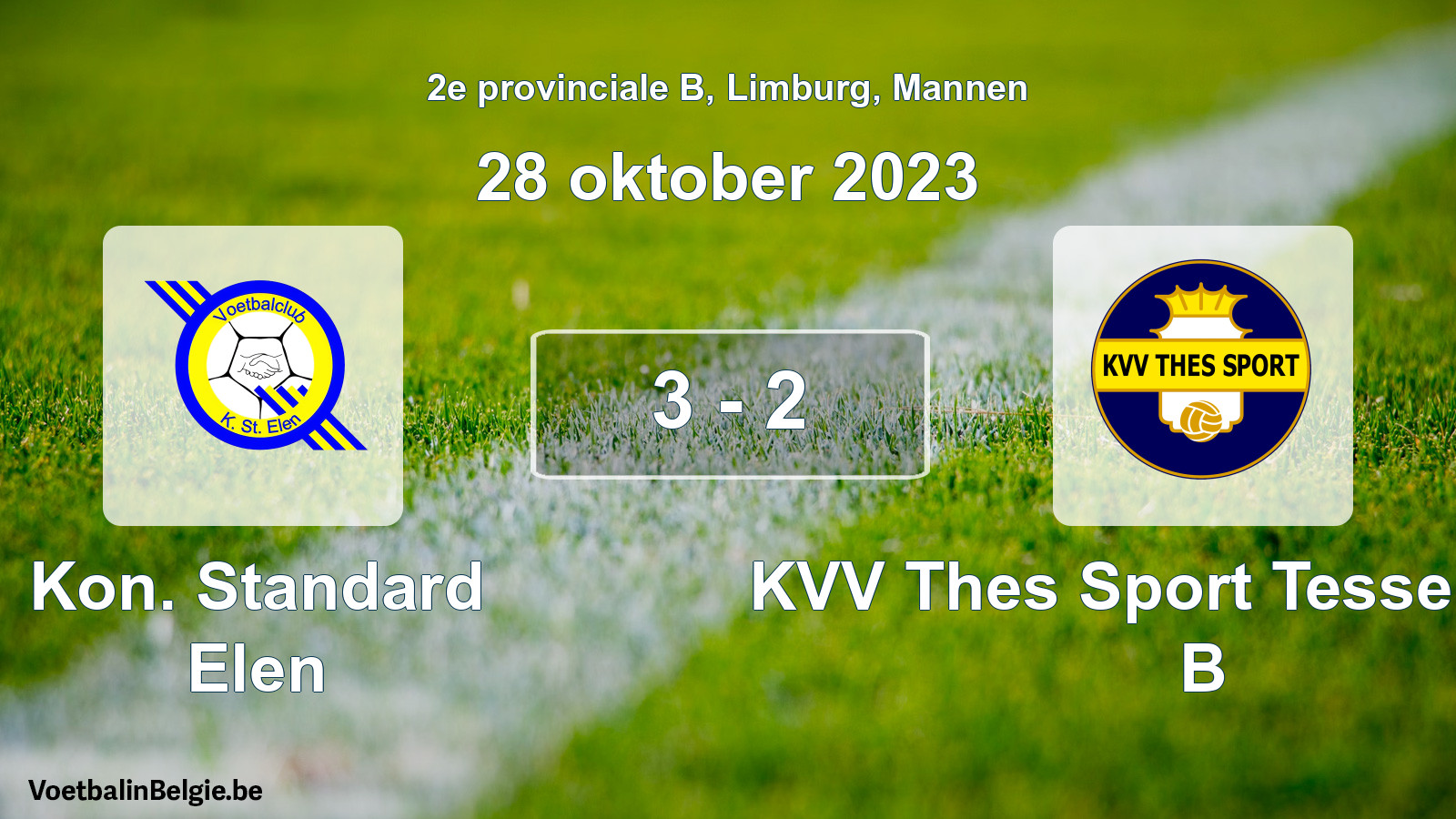 Gespeelde wedstrijd mannenvoetbal: Kon. Standard Elen - KVV Thes Sport Tessenderlo B 3 - 2 (28 oktober 2023)