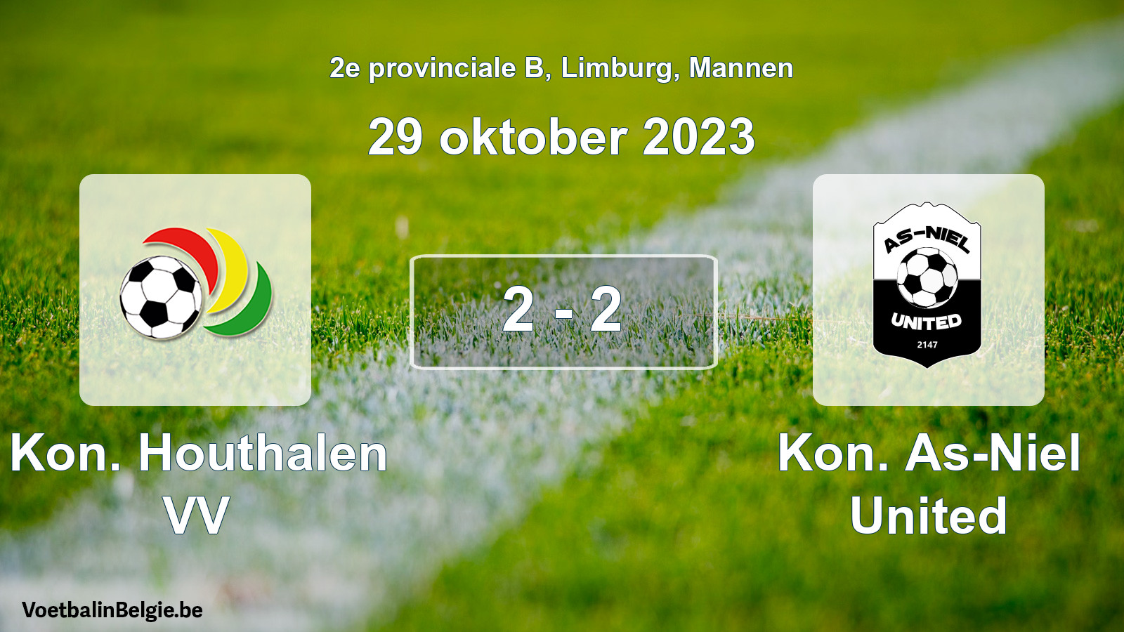 Gespeelde wedstrijd mannenvoetbal: Kon. Houthalen VV - Kon. As-Niel United 2 - 2 (29 oktober 2023)