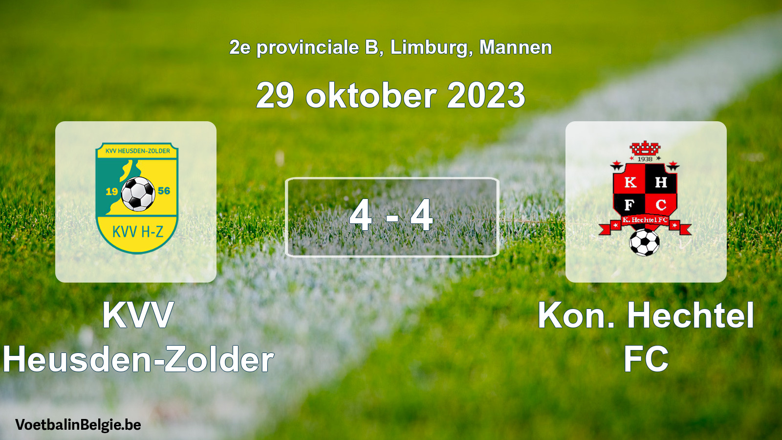 Gespeelde wedstrijd mannenvoetbal: KVV Heusden-Zolder - Kon. Hechtel FC 4 - 4 (29 oktober 2023)