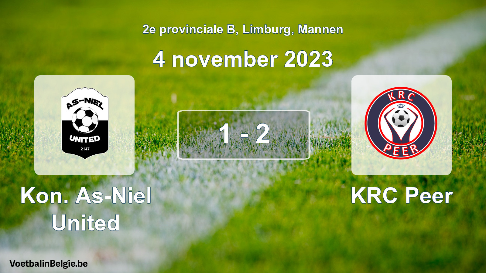 Gespeelde wedstrijd mannenvoetbal: Kon. As-Niel United - KRC Peer 1 - 2 (4 november 2023)