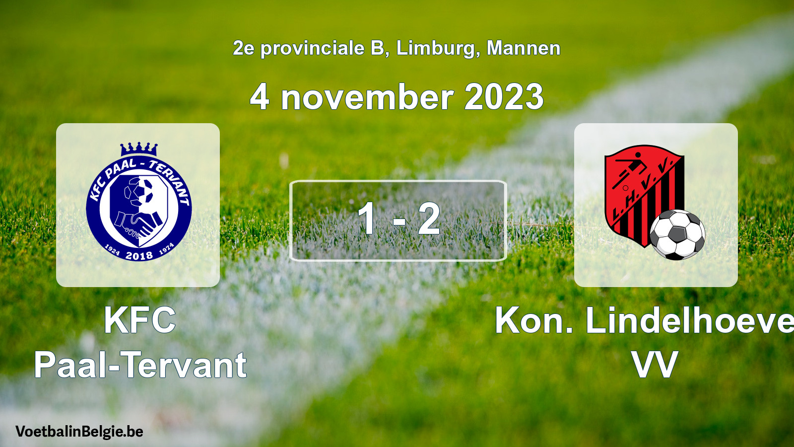 Gespeelde wedstrijd mannenvoetbal: KFC Paal-Tervant - Kon. Lindelhoeven VV 1 - 2 (4 november 2023)