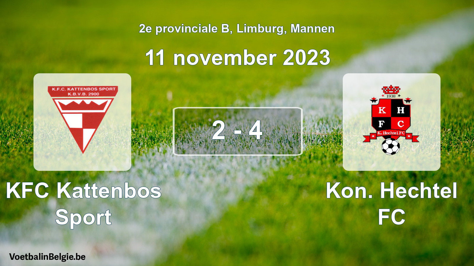 Gespeelde wedstrijd mannenvoetbal: KFC Kattenbos Sport - Kon. Hechtel FC 2 - 4 (11 november 2023)