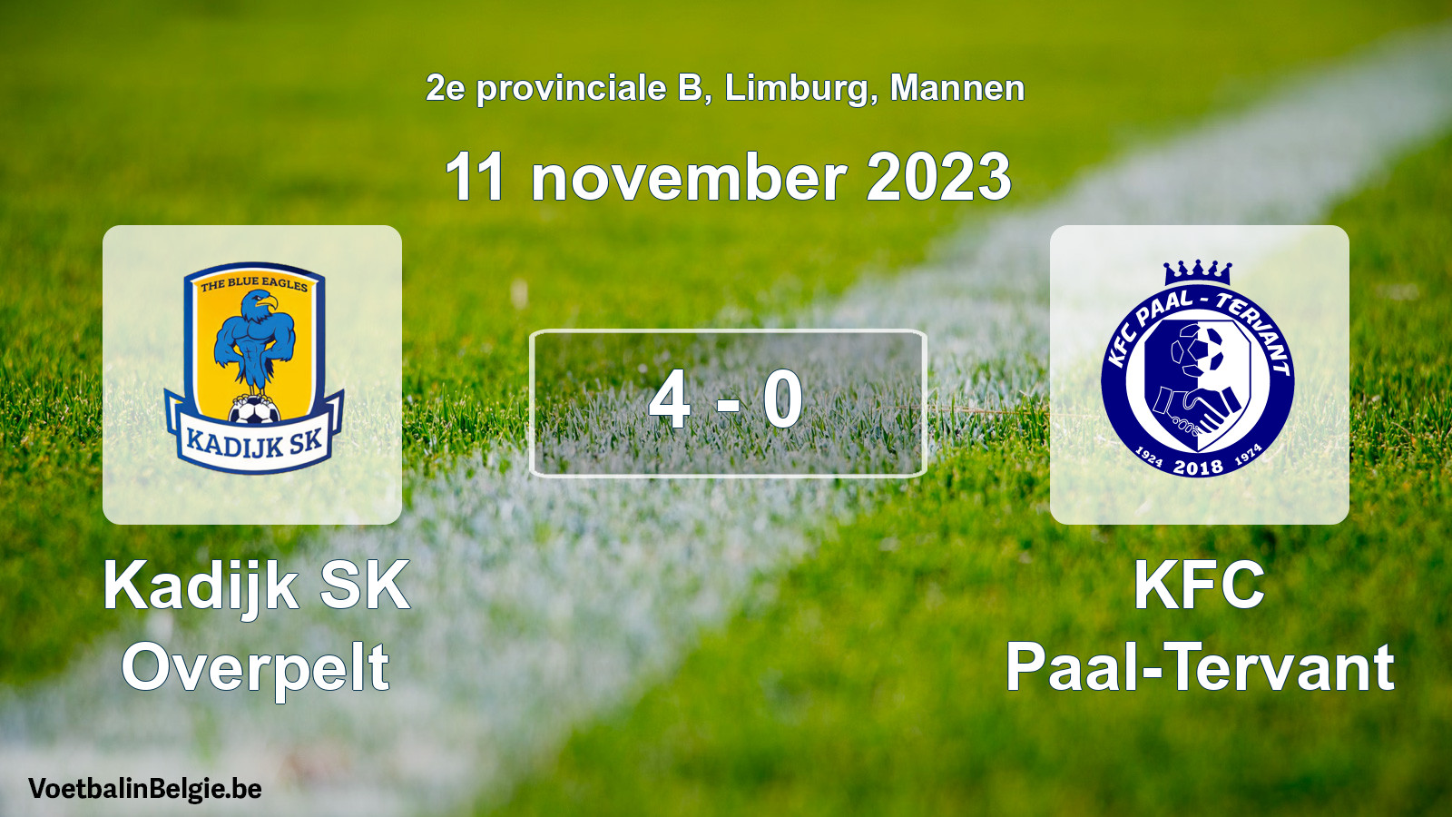Gespeelde wedstrijd mannenvoetbal: Kadijk SK Overpelt - KFC Paal-Tervant 4 - 0 (11 november 2023)