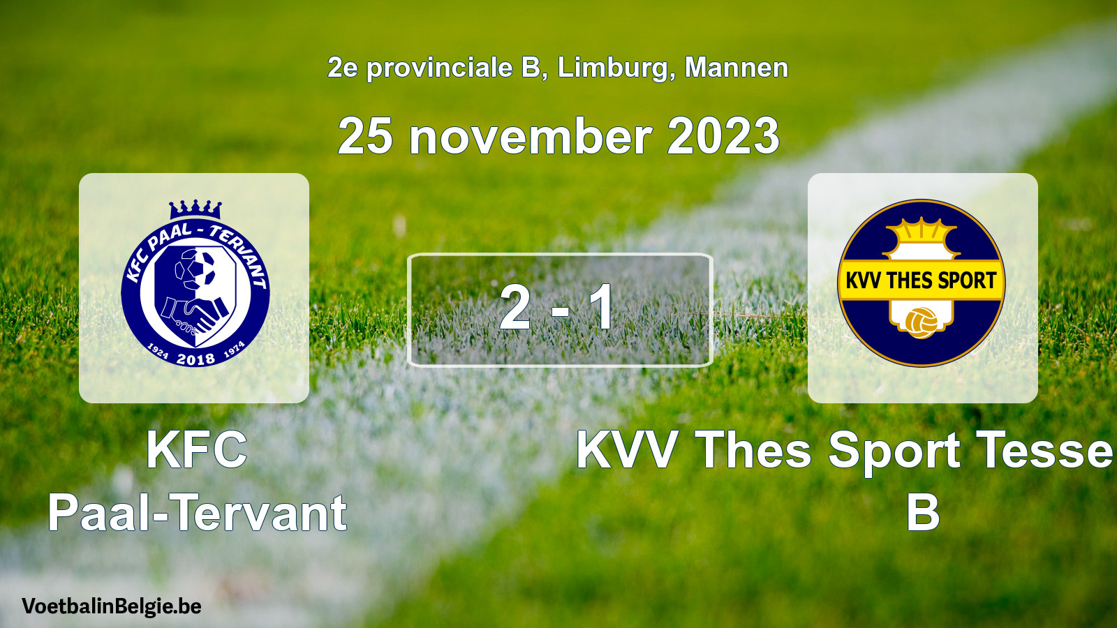 Gespieltes Spiel männer-Fußball: KFC Paal-Tervant - KVV Thes Sport Tessenderlo B 2 - 1 (25 November 2023)