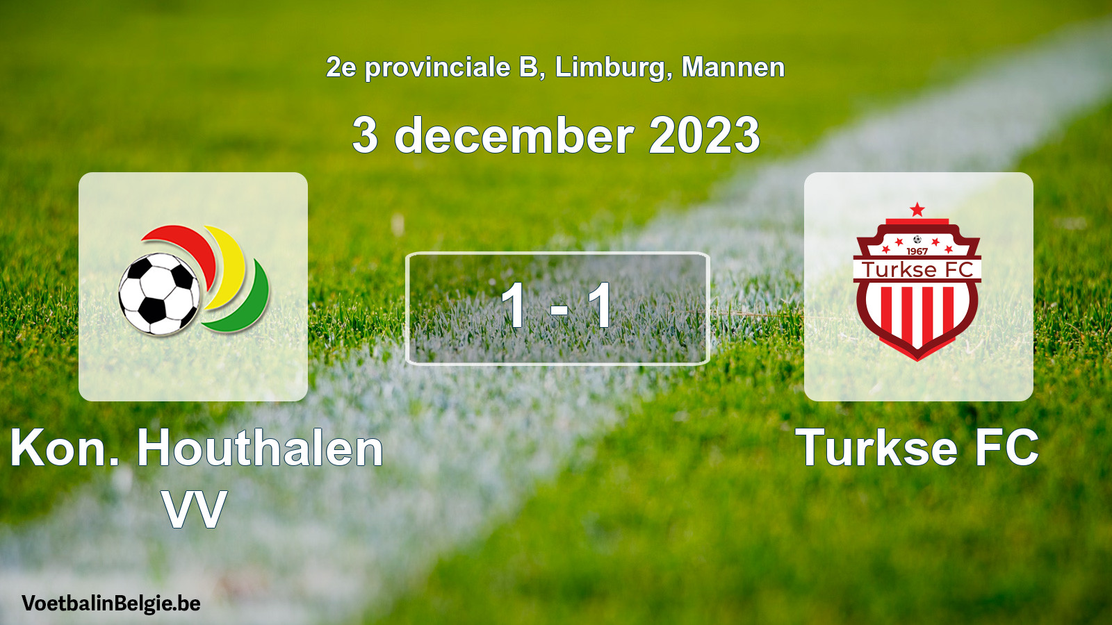 Gespeelde wedstrijd mannenvoetbal: Kon. Houthalen VV - Turkse FC 1 - 1 (3 december 2023)