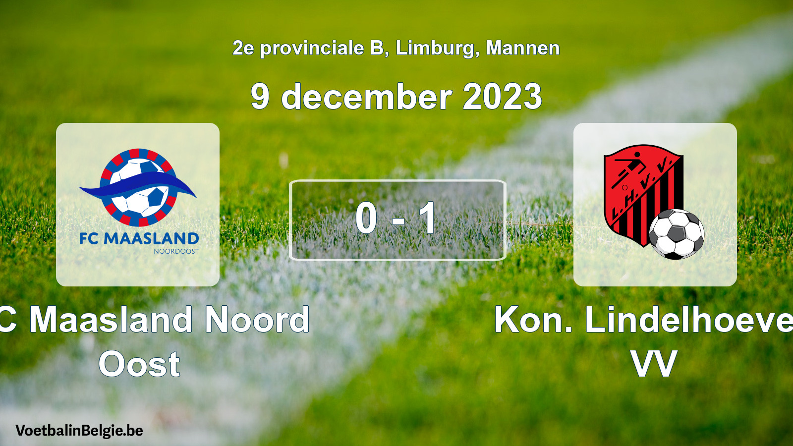 Gespeelde wedstrijd mannenvoetbal: FC Maasland Noord Oost - Kon. Lindelhoeven VV 0 - 1 (9 december 2023)