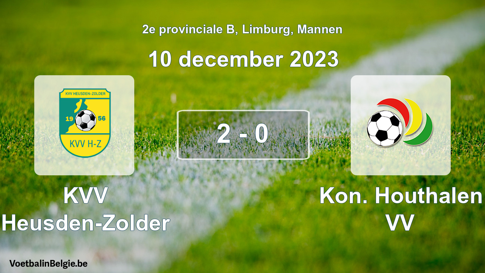 Gespeelde wedstrijd mannenvoetbal: KVV Heusden-Zolder - Kon. Houthalen VV 2 - 0 (10 december 2023)