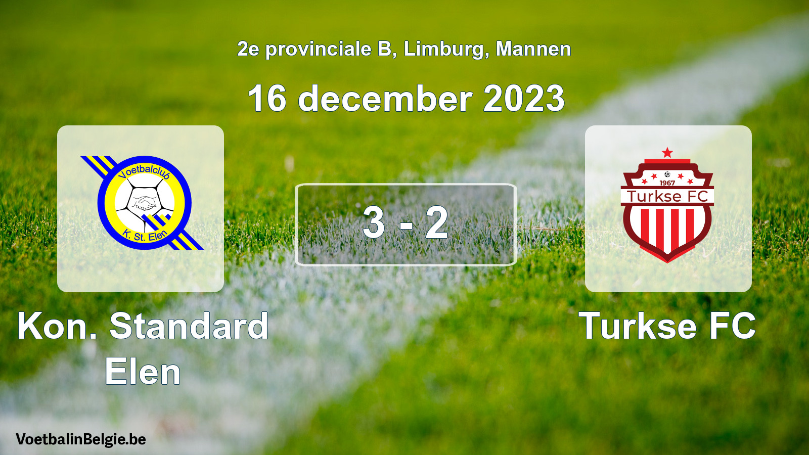 Gespeelde wedstrijd mannenvoetbal: Kon. Standard Elen - Turkse FC 3 - 2 (16 december 2023)