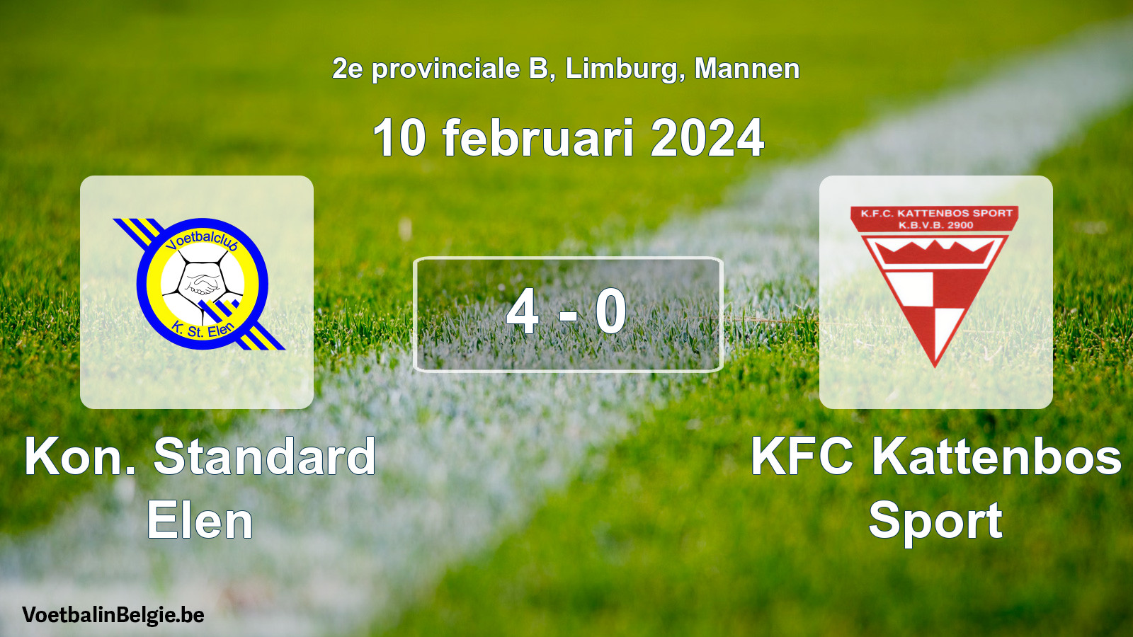 Gespeelde wedstrijd mannenvoetbal: Kon. Standard Elen - KFC Kattenbos Sport 4 - 0 (10 februari 2024)