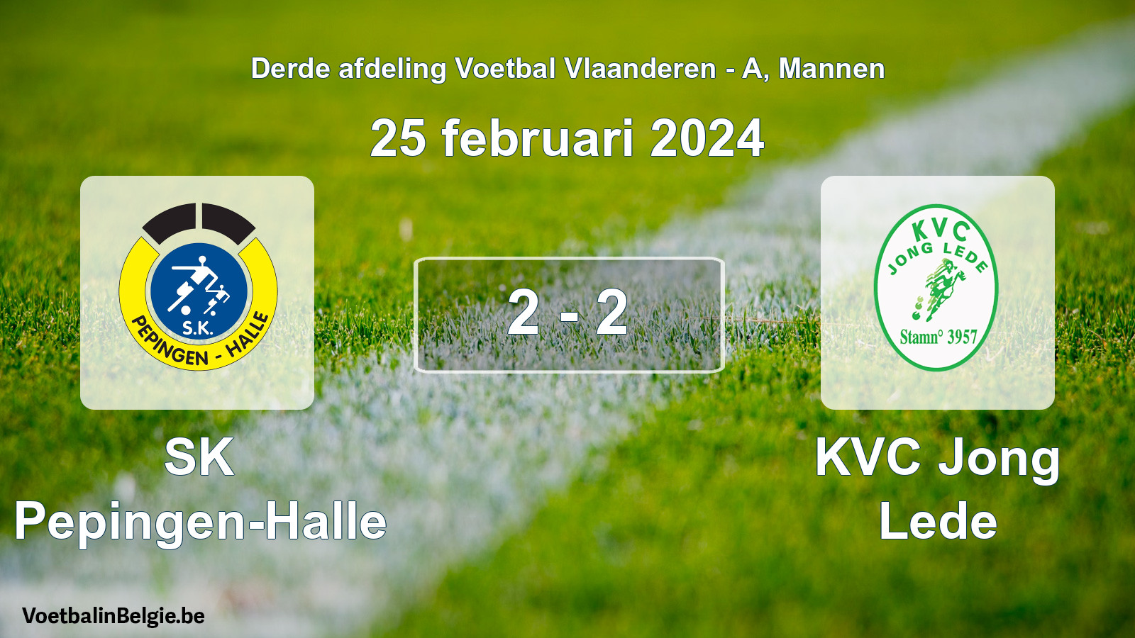 Gespeelde wedstrijd mannenvoetbal: SK Pepingen-Halle - KVC Jong Lede 2 - 2 (25 februari 2024)