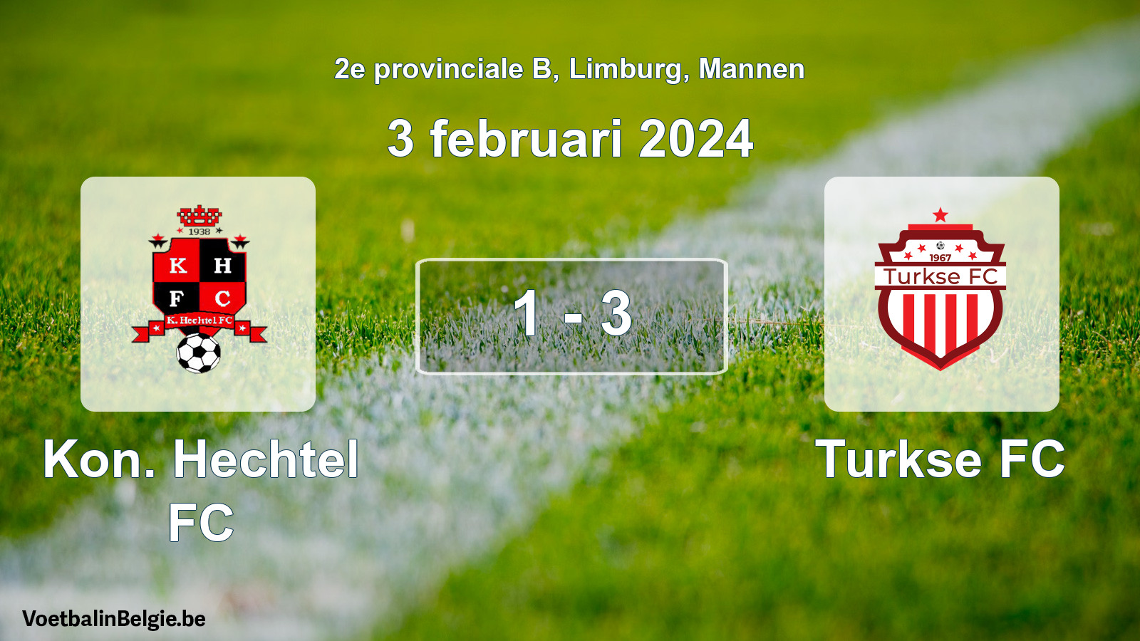 Gespeelde wedstrijd mannenvoetbal: Kon. Hechtel FC - Turkse FC 1 - 3 (3 februari 2024)