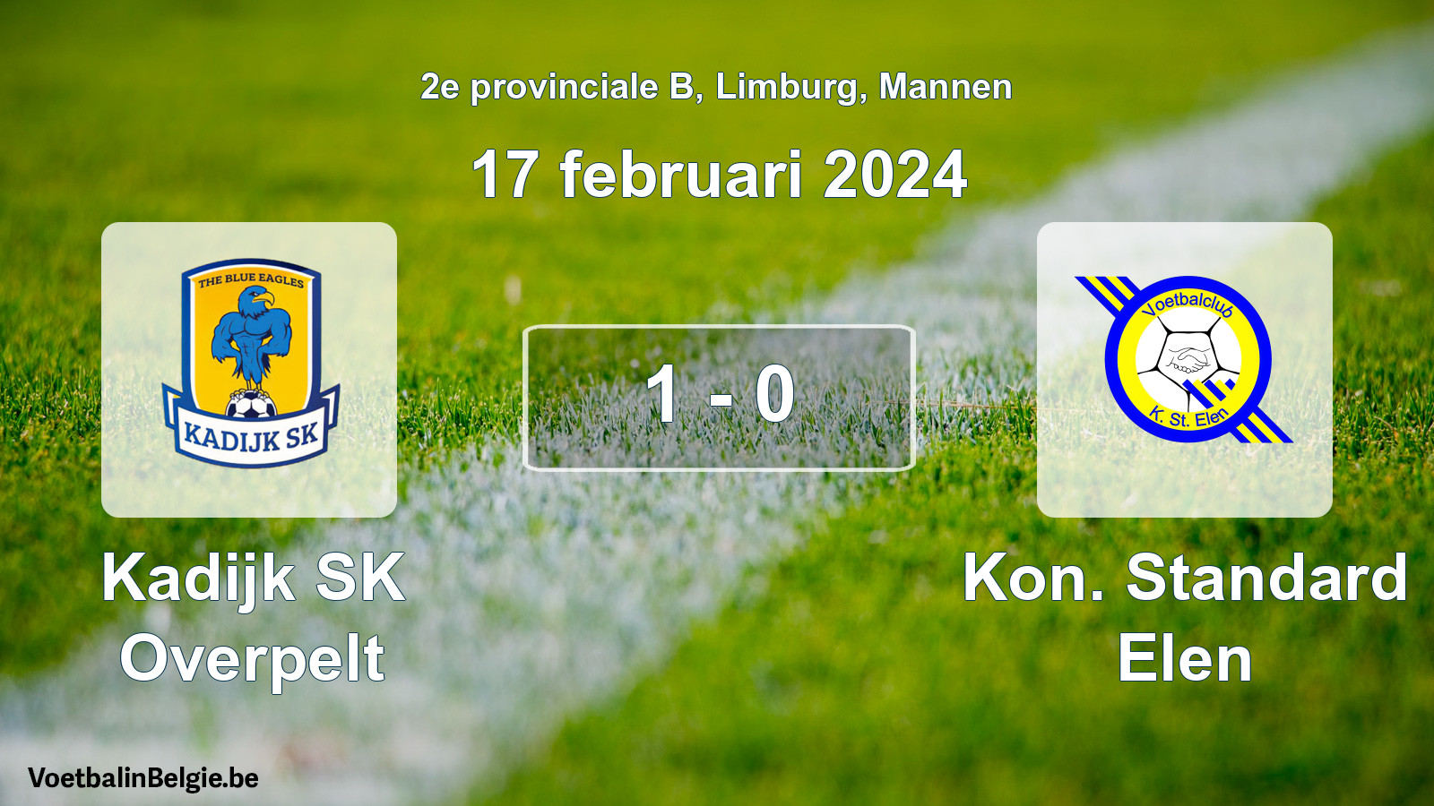 Gespeelde wedstrijd mannenvoetbal: Kadijk SK Overpelt - Kon. Standard Elen 1 - 0 (17 februari 2024)