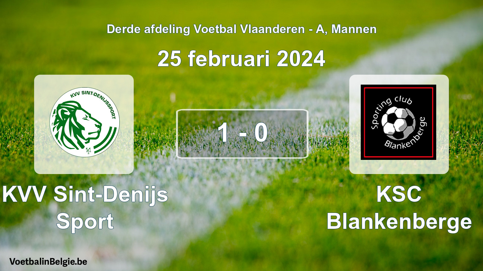 Gespeelde wedstrijd mannenvoetbal: KVV Sint-Denijs Sport - KSC Blankenberge 1 - 0 (25 februari 2024)