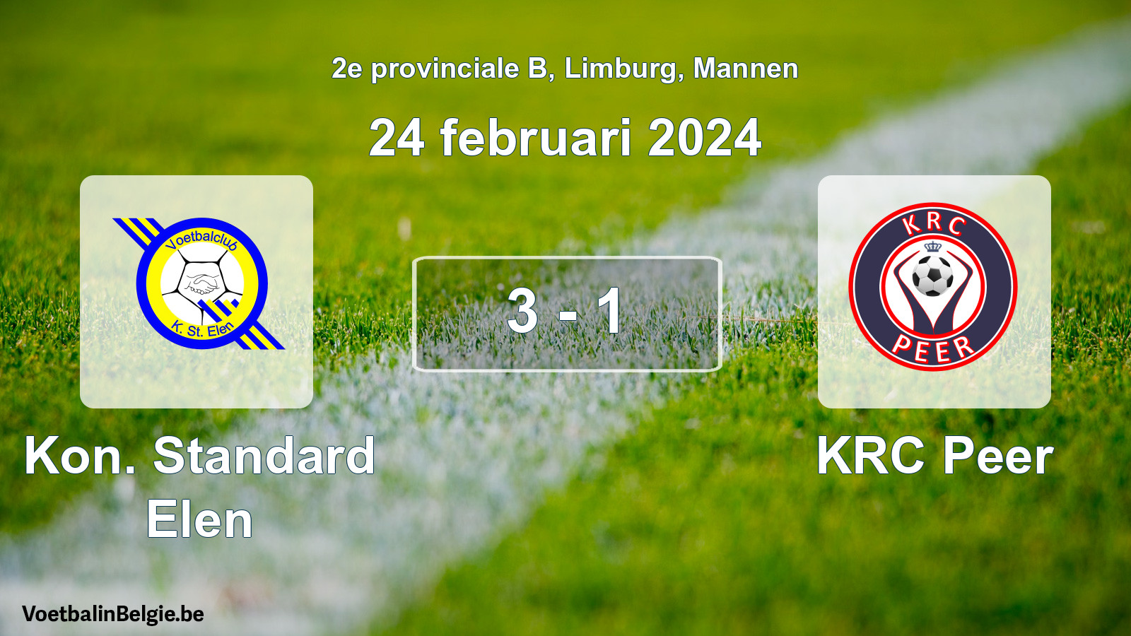 Gespeelde wedstrijd mannenvoetbal: Kon. Standard Elen - KRC Peer 3 - 1 (24 februari 2024)