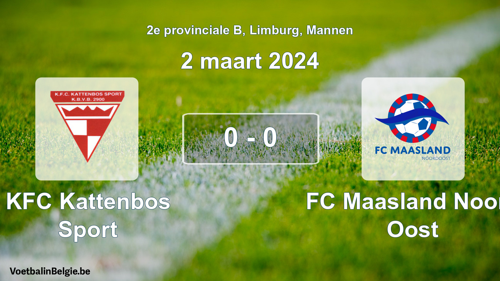 Gespeelde wedstrijd mannenvoetbal: KFC Kattenbos Sport - FC Maasland Noord Oost 0 - 0 (2 maart 2024)