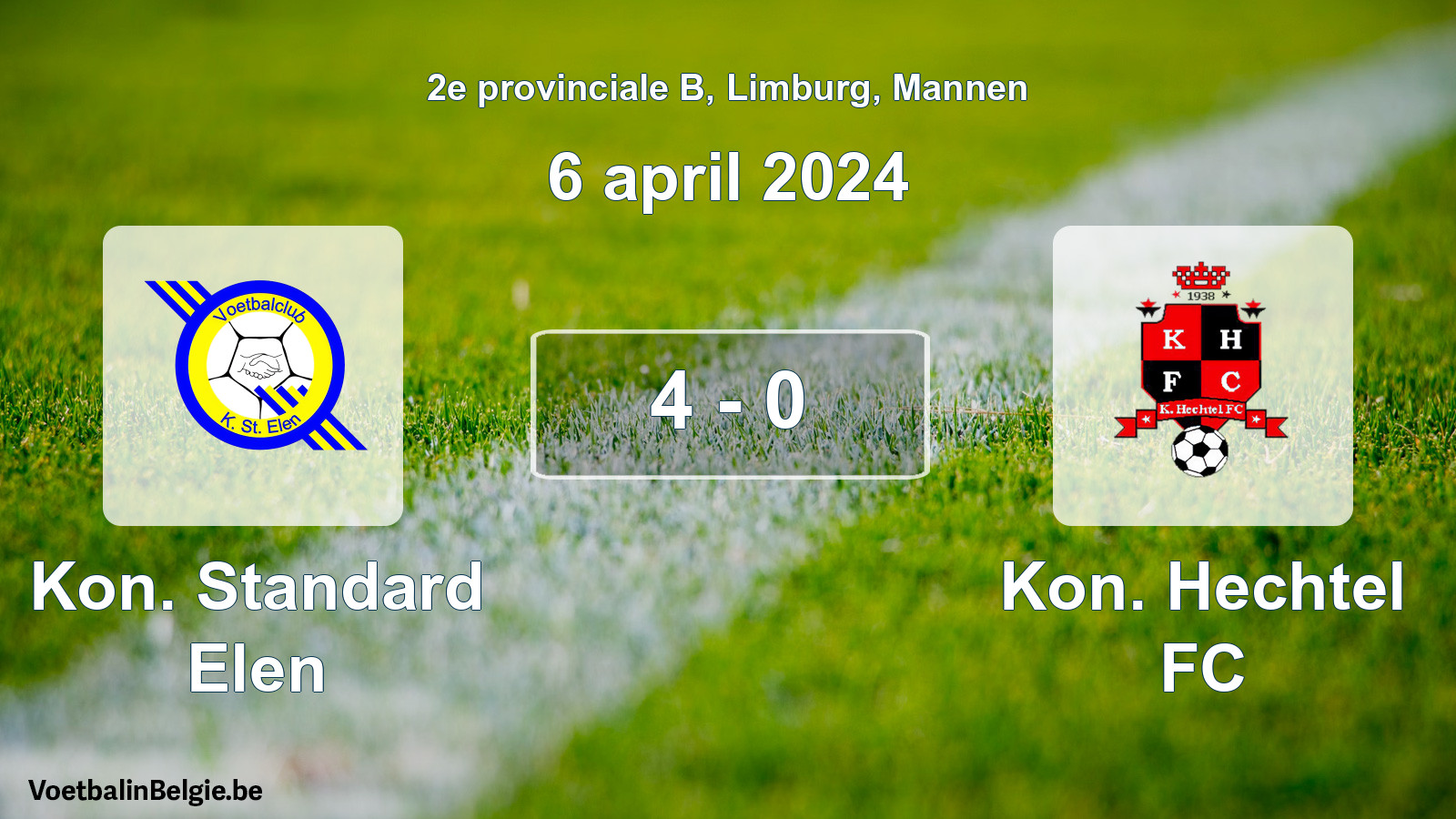 Gespeelde wedstrijd mannenvoetbal: Kon. Standard Elen - Kon. Hechtel FC 4 - 0 (6 april 2024)