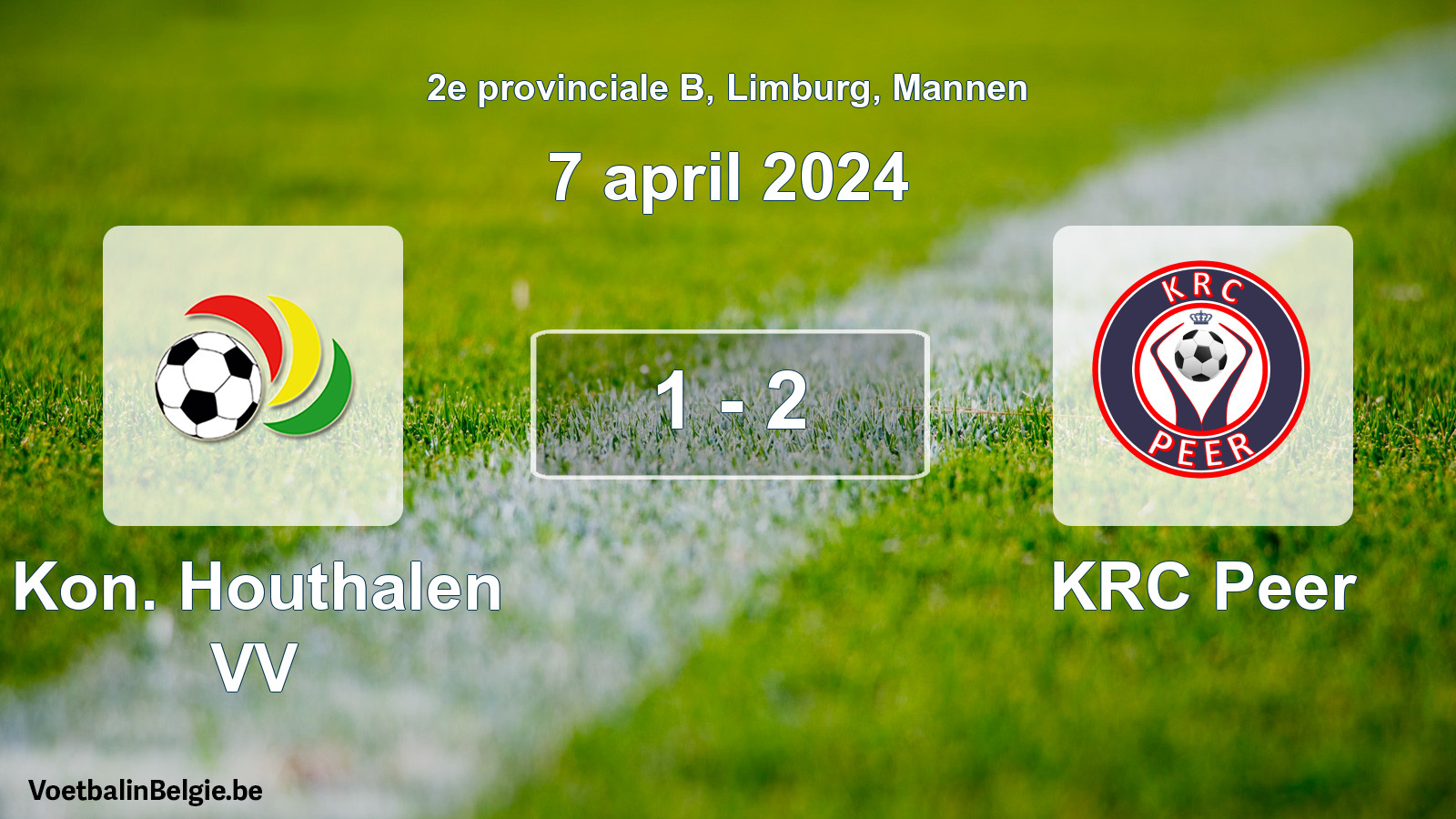 Gespeelde wedstrijd mannenvoetbal: Kon. Houthalen VV - KRC Peer 1 - 2 (7 april 2024)