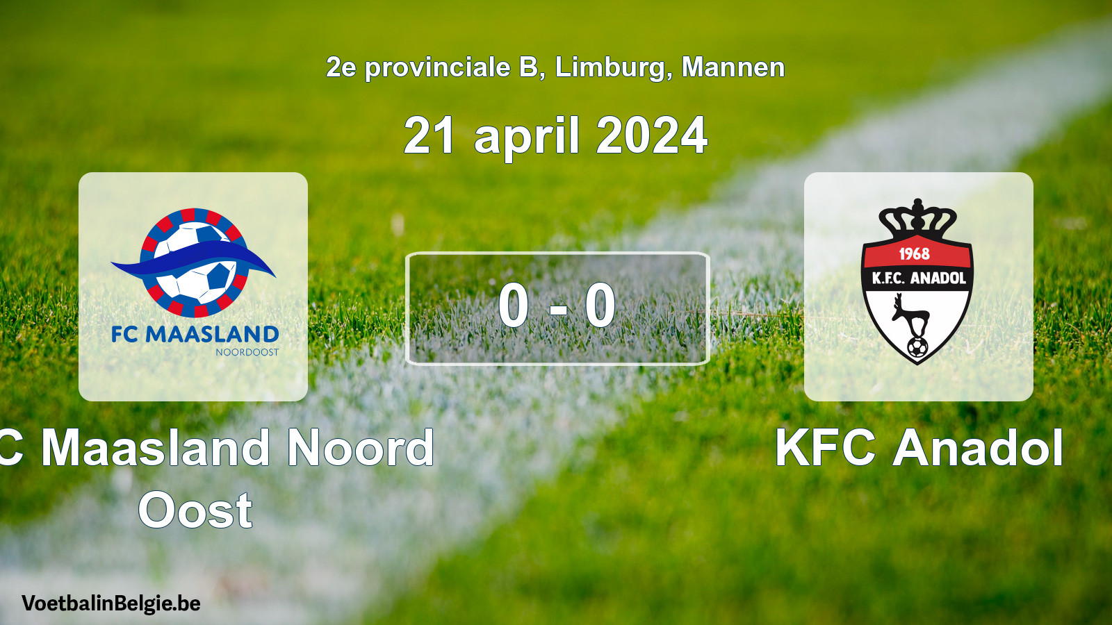 Gespeelde wedstrijd mannenvoetbal: FC Maasland Noord Oost - KFC Anadol 0 - 0 (21 april 2024)